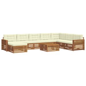 vidaXL Conjunto de sof&aacute;s de exterior con coj&iacute;n 9 pcs Natural y Crema