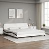 vidaXL Cama con colch&oacute;n Dover cuero sint&eacute;tico blanco y negro 200x200 cm