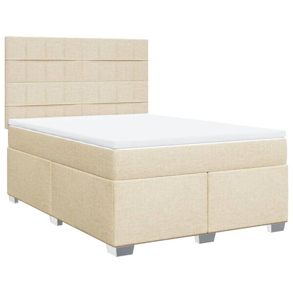 vidaXL Cama box spring con colch&oacute;n tela color crema 160x200 cm