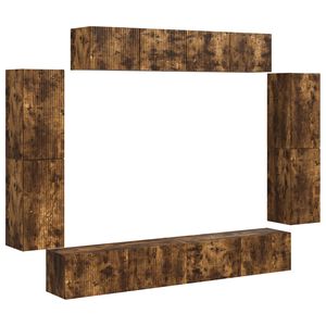 vidaXL Mueble de TV 8 pcs Roble ahumado