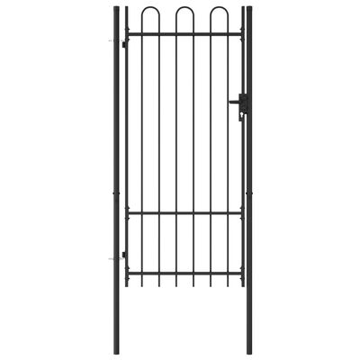 vidaXL Cancela de valla con una puerta y arcos acero negro 1x2 m