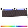 vidaXL Cabecero colgante Con luz LED Marr&oacute;n Oscuro Tela