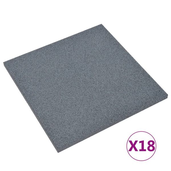 vidaXL Losetas de goma protección de caídas 18 uds gris 50x50x3 cm