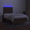 vidaXL Cama box spring con colch&oacute;n y LED tela marr&oacute;n oscuro 120x190 cm