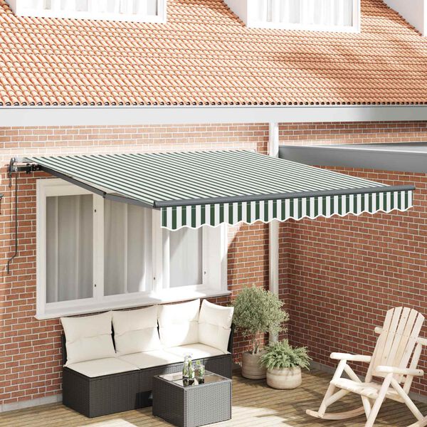 vidaXL Toldo Retr&aacute;ctil Verde y 300 x 250 cm Tela y Aluminio