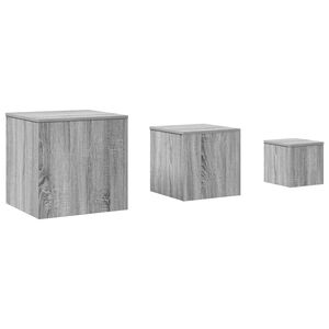 vidaXL Mesitas auxiliares 3 piezas madera contrachapada gris Sonoma