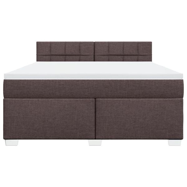vidaXL Cama box spring con colch&oacute;n tela marr&oacute;n oscuro 180x200 cm
