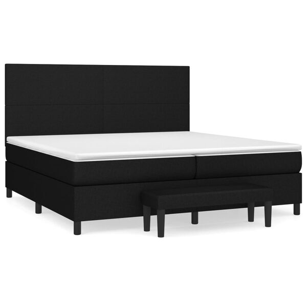 vidaXL Cama box spring con colch&oacute;n tela negro 200x200 cm