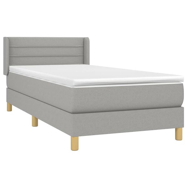 vidaXL Cama box spring con colch&oacute;n tela gris claro 80x200 cm