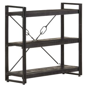 vidaXL Estanter&iacute;a de 3 niveles madera maciza de mango negro 90x30x80cm
