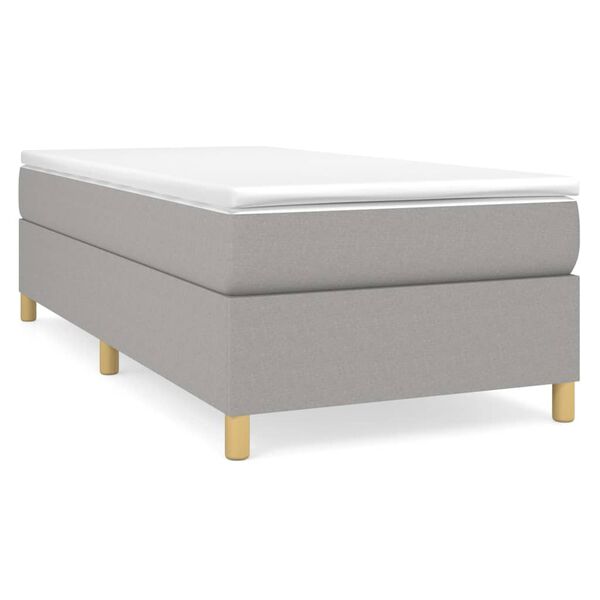 vidaXL Cama box spring con colchón tela gris claro 90x200 cm