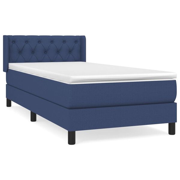 vidaXL Cama box spring con colch&oacute;n tela azul 80x200 cm