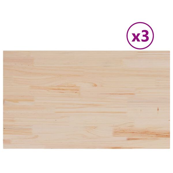 vidaXL Tablero de mesa rectangular 3 uds madera de pino 80x47x1,7 cm