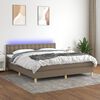 vidaXL Cama box spring con colch&oacute;n LED tela gris taupe 160x200 cm