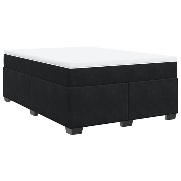 vidaXL Cama box spring con colchón terciopelo negro 140x200 cm