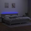vidaXL Cama box spring con colch&oacute;n tela y LED gris claro 200x200 cm