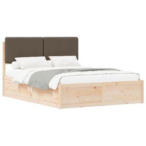 vidaXL Estructura de Cama con Cabecera Tapizada Taup&eacute; 135 x 190 cm