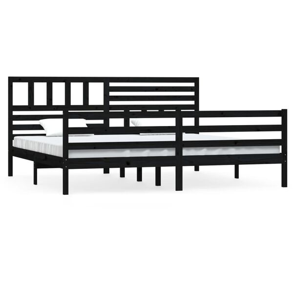 vidaXL Estructura de cama sin colch&oacute;n madera maciza negro 200x200 cm