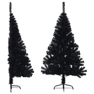 vidaXL Medio &aacute;rbol de Navidad artificial con soporte PVC negro 120 cm