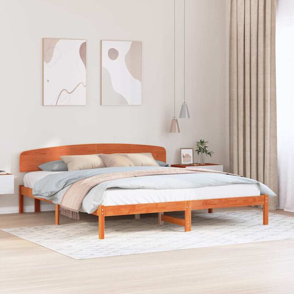 vidaXL Estructura de cama con cabecera Marr&oacute;n cera 200 x 200 cm
