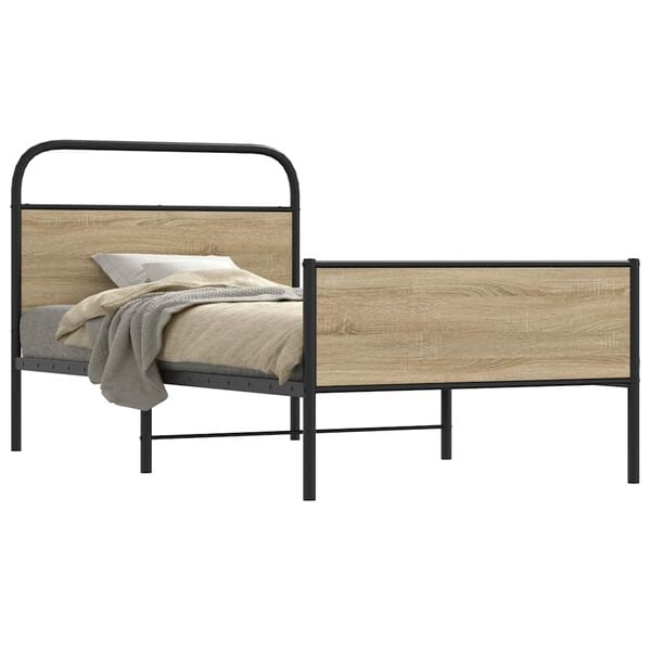 vidaXL Estructura de cama sin colchón 100x190 cm madera roble Sonoma