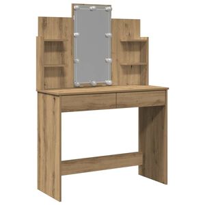 vidaXL Tocador con luces LED roble artisan 96x40x142 cm