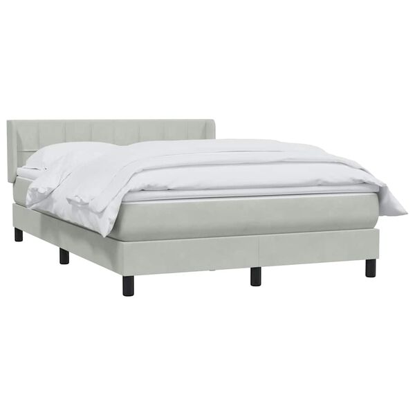 vidaXL Cama box spring con colch&oacute;n terciopelo gris claro 140x210 cm