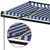 vidaXL Toldo autom&aacute;tico LED sensor de viento azul y blanco 300x250 cm