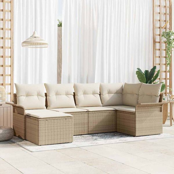 vidaXL Conjunto de sofá de jardín 6 pcs Beige ratán sintético