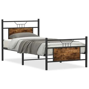 vidaXL Estructura cama sin colch&oacute;n madera roble ahumado 80x200 cm