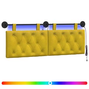 vidaXL Cabecero colgante Con luz LED Amarillo Terciopelo