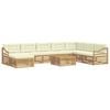 vidaXL Conjunto de sof&aacute;s de exterior 9 uds. Blanco y Crema Poli&eacute;ster
