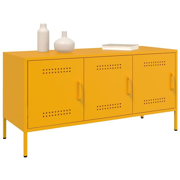 vidaXL Mueble de TV de acero amarillo mostaza 100,5x39x50,5 cm