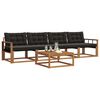 vidaXL Conjunto de sof&aacute;s de exterior con coj&iacute;n 5 pcs Natural y negro