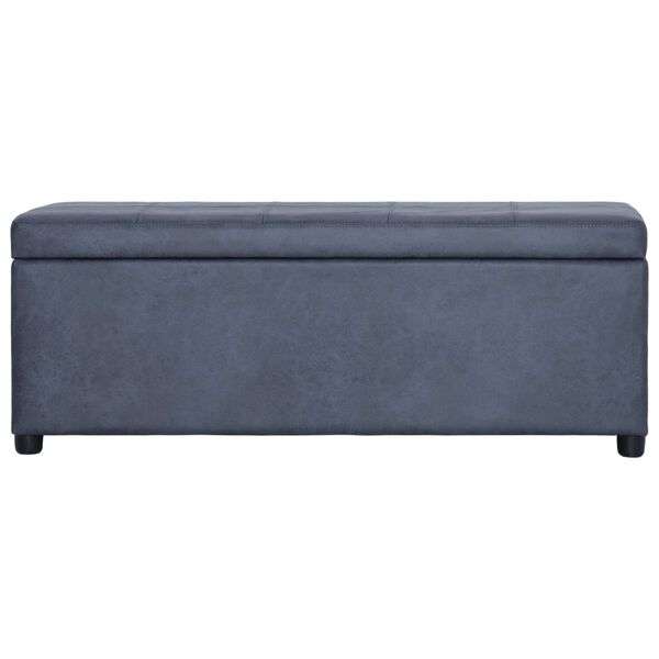 vidaXL Banco con espacio de almacenaje 116 cm piel ante sintética gris