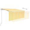 vidaXL Toldo autom&aacute;tico persiana LED sensor viento amarillo 3,5x2,5 m