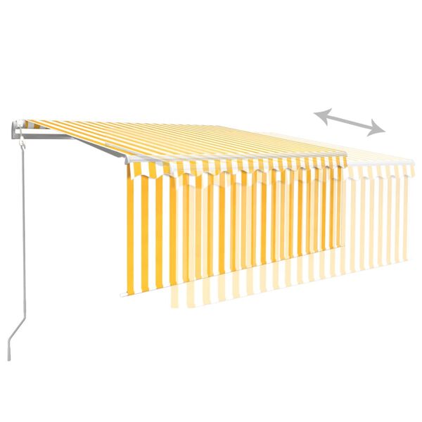 vidaXL Toldo autom&aacute;tico persiana LED sensor viento amarillo 3,5x2,5 m