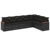 vidaXL Set de comedor de jard&iacute;n 7 pzas y cojines rat&aacute;n sint&eacute;tico negro