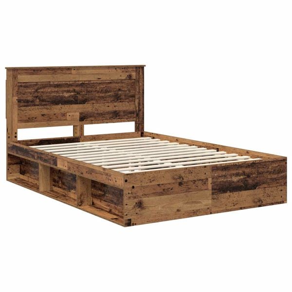 vidaXL Estructura de cama con cabecera Madera vieja 140 x 190 cm