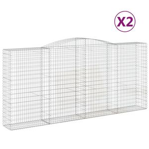 vidaXL Cestas de gaviones 2 uds forma de arco hierro 400x50x180/200 cm