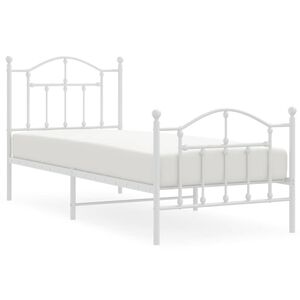 vidaXL Estructura cama sin colch&oacute;n con estribo metal blanco 90x190 cm