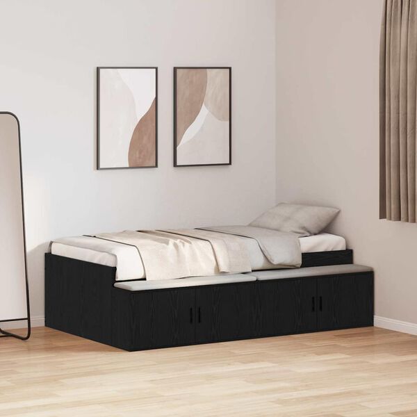 vidaXL Estructura de cama Roble Negro 70 x 190 cm Madera contrachapada