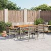 vidaXL Set comedor jard&iacute;n 7 pzas y cojines rat&aacute;n sint&eacute;tico gris