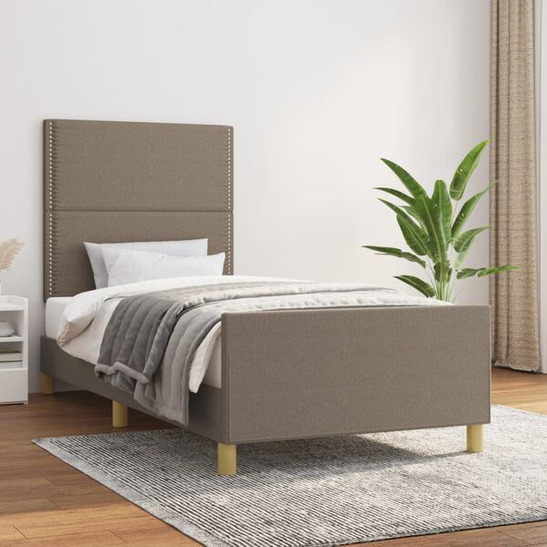 vidaXL Estructura de cama sin colch&oacute;n tela taupe 90x200 cm