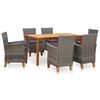 vidaXL Set de comedor 7 pzas rat&aacute;n sint&eacute;tico madera maciza acacia gris