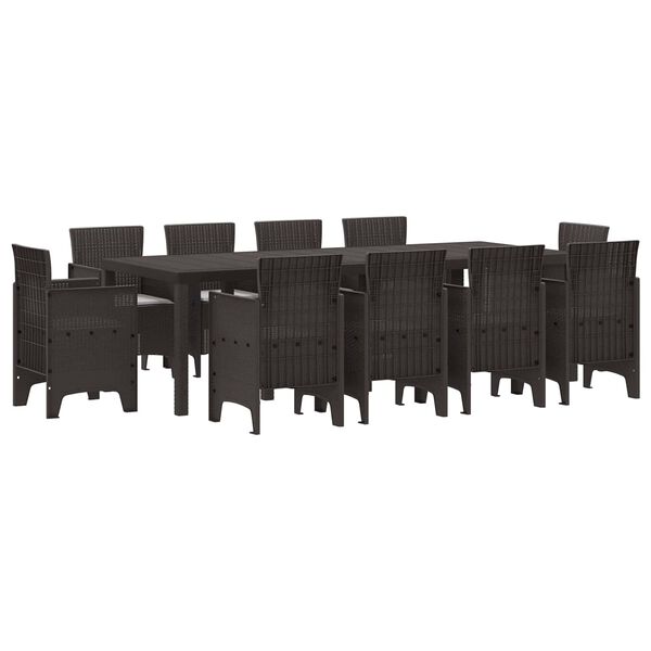 vidaXL Conjunto de Comedor de Jard&iacute;n 11 pcs Marr&oacute;n Polipropileno
