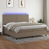 vidaXL Cama box spring colch&oacute;n y luces LED tela gris taupe 200x200 cm