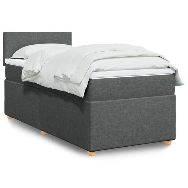 vidaXL Cama box spring con colch&oacute;n tela gris oscuro 90x190 cm