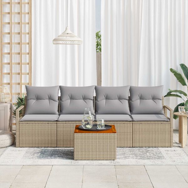 vidaXL Conjunto de sof&aacute;s de jard&iacute;n 5 pcs Beige y Gris Claro