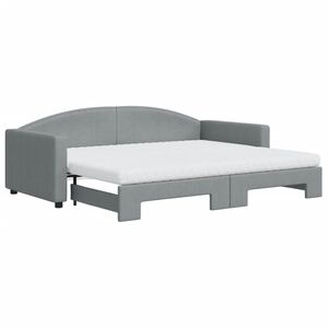 vidaXL Sof&aacute; cama nido con colch&oacute;n tela gris claro 90x200 cm